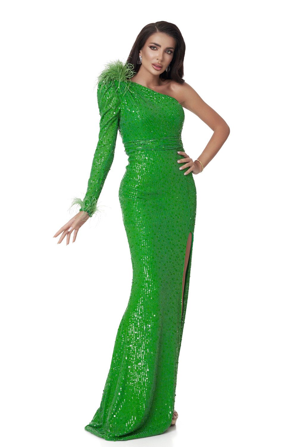 Long green sequin dress for women Adosinda Bogas