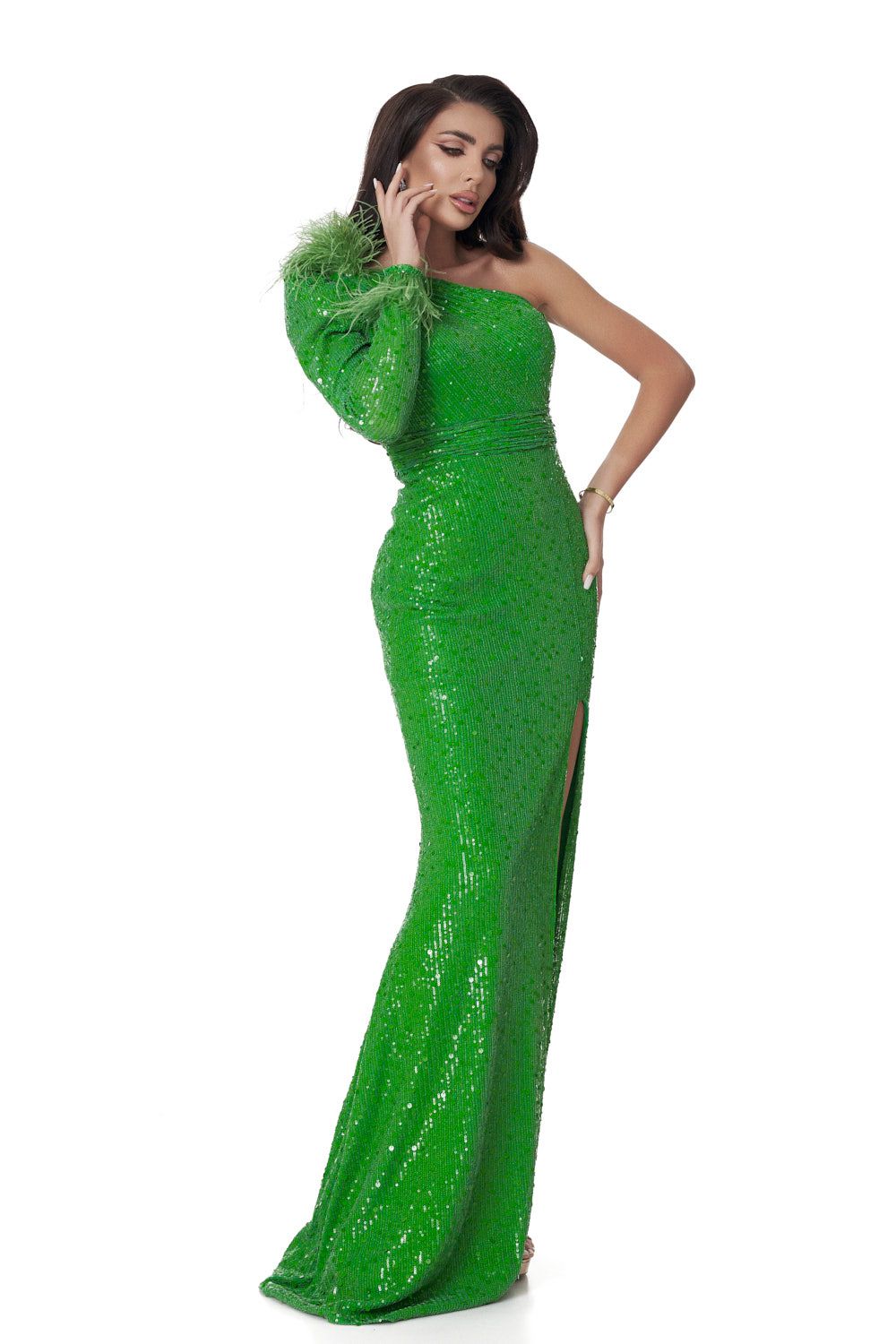 Long green sequin dress for women Adosinda Bogas