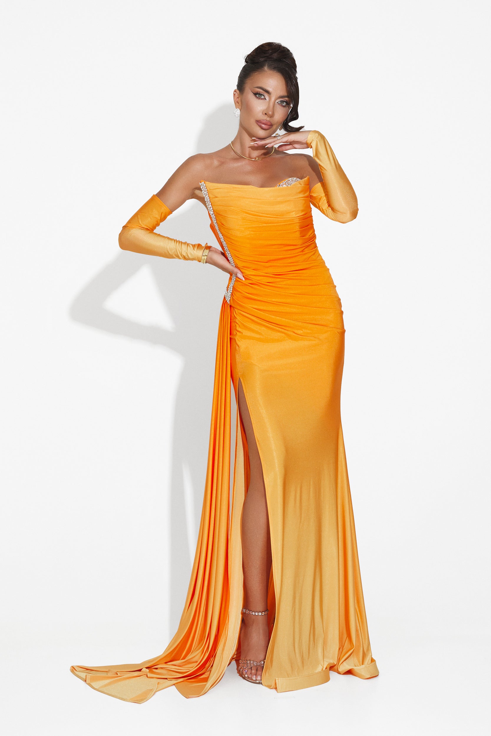 Long orange women's dress Evimea Bogas