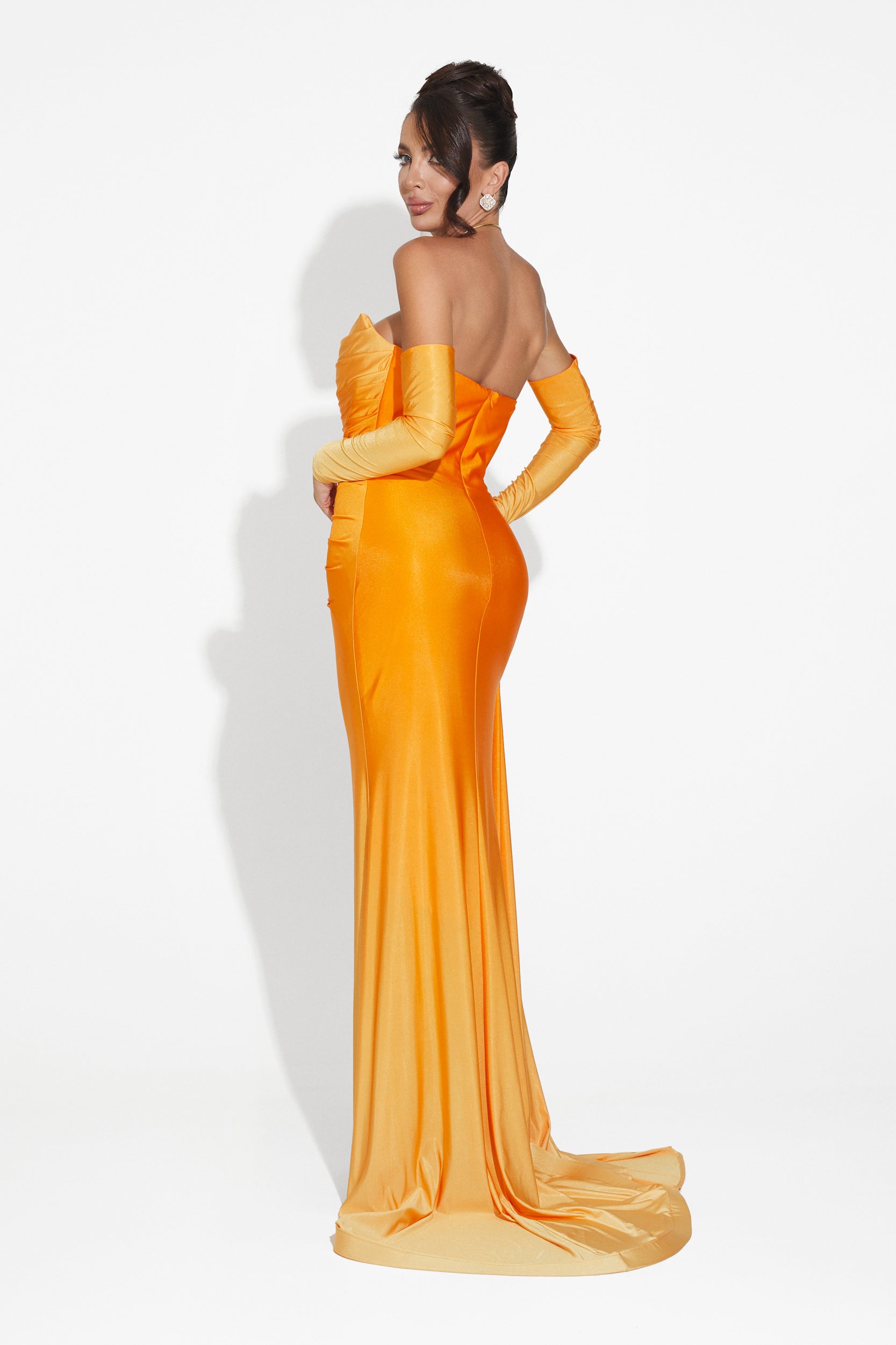 Long orange women's dress Evimea Bogas