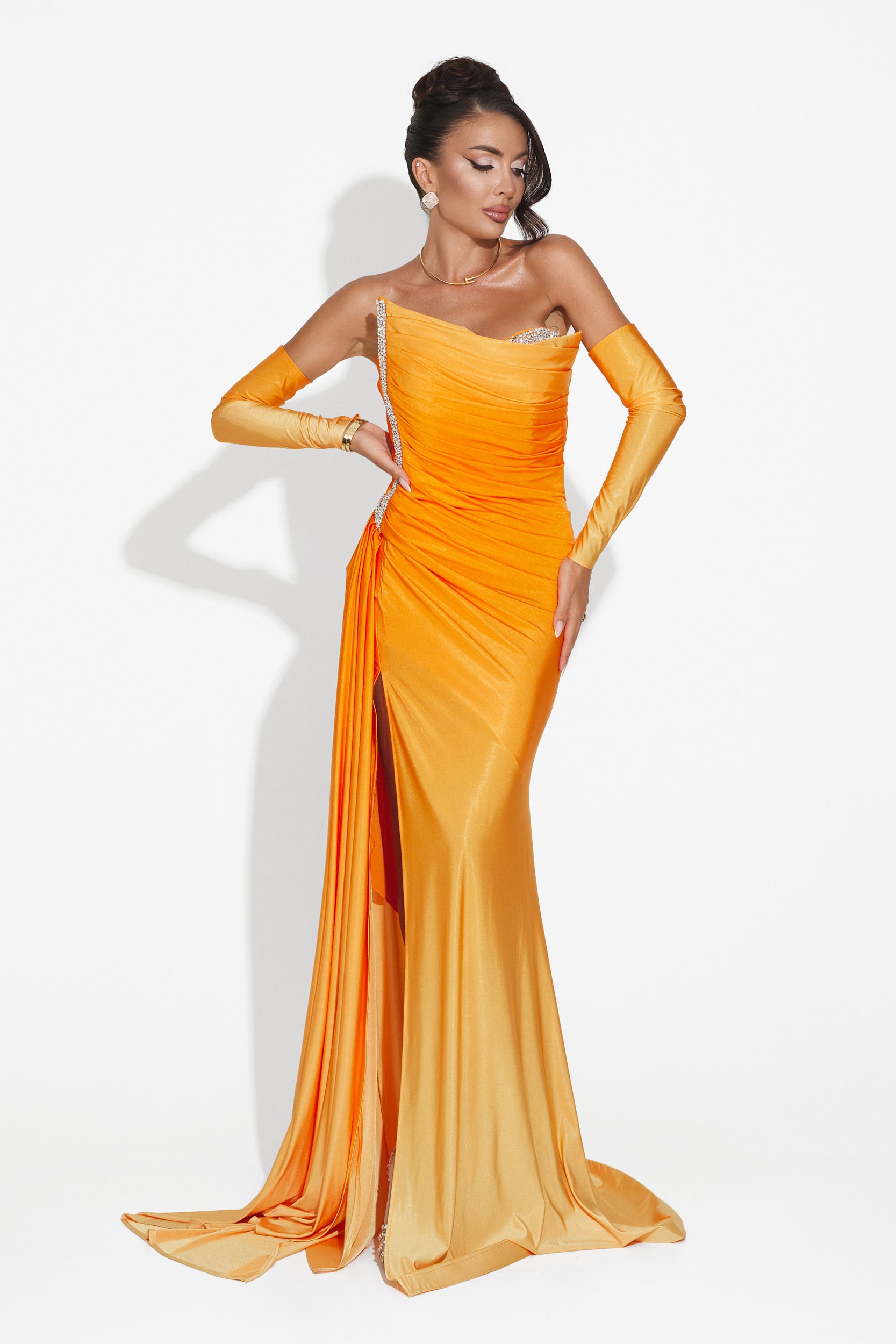 Long orange women's dress Evimea Bogas