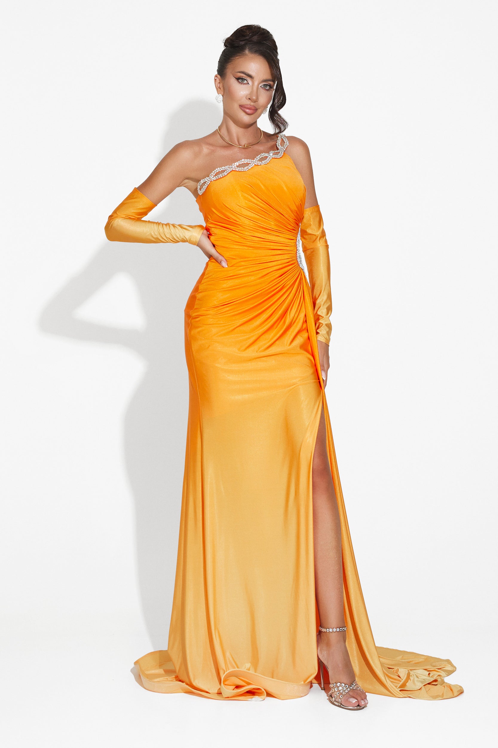 Noelia Bogas long orange women's dress