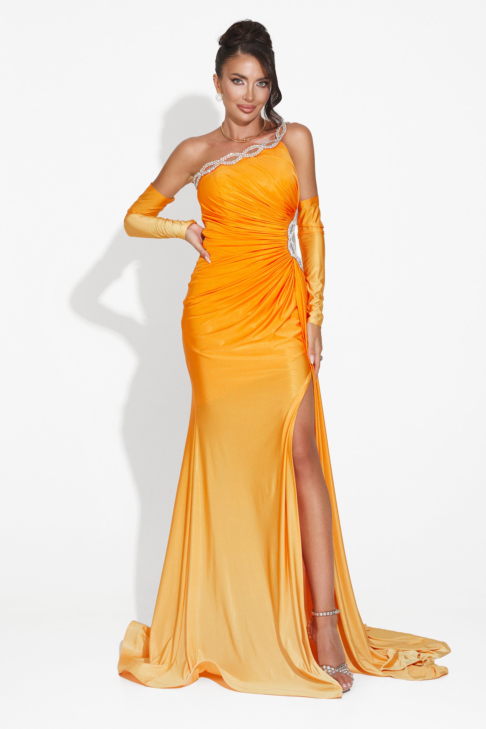 Noelia Bogas long orange women's dress