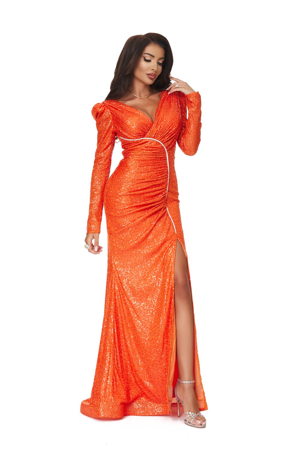 Long orange dress for women Olez Bogas