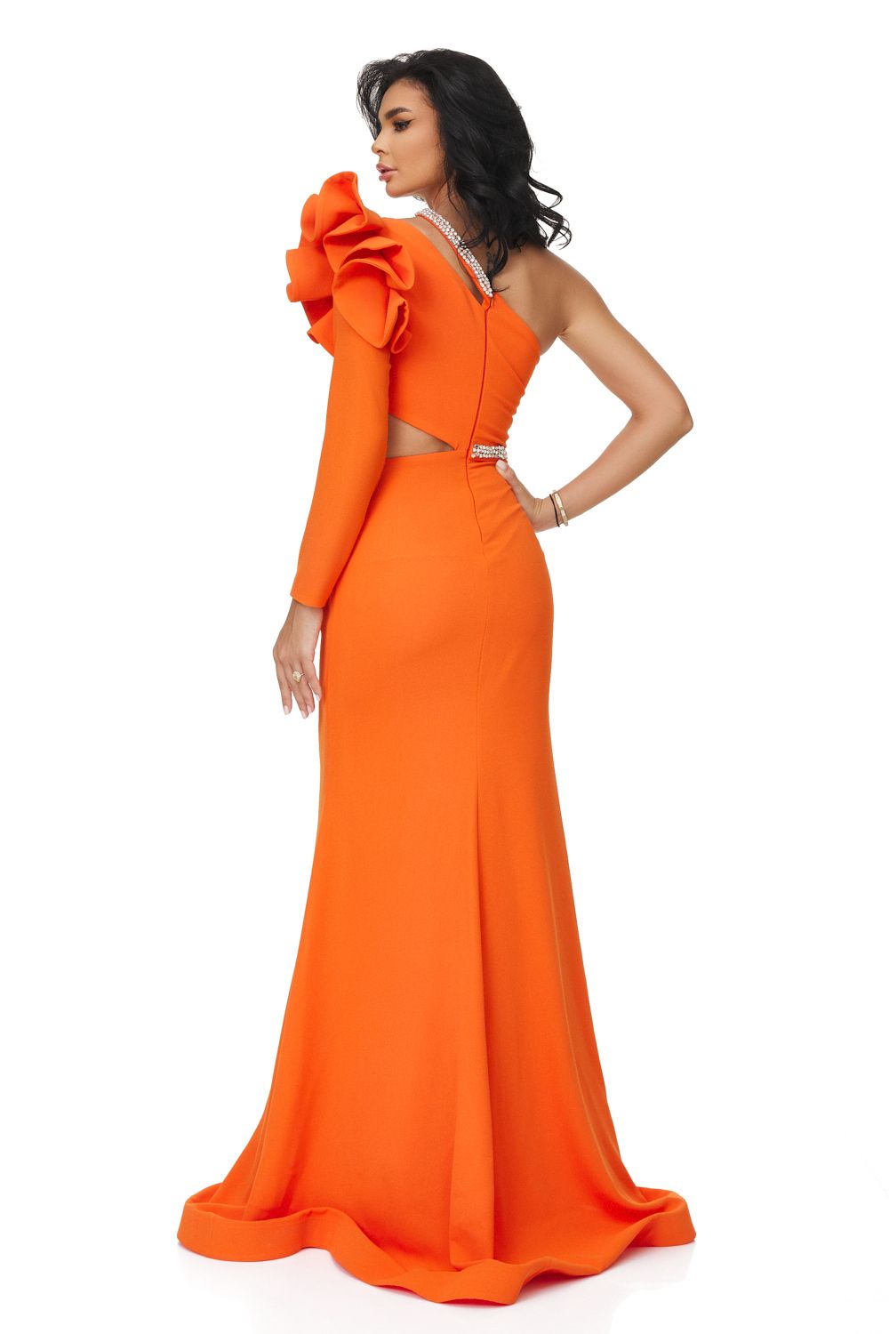 Long orange woolen dress for women Elasia Bogas