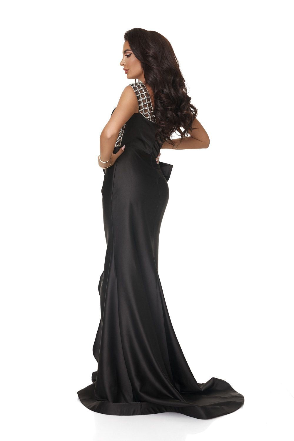 Black long taffeta dress for women, Felssia Bogas