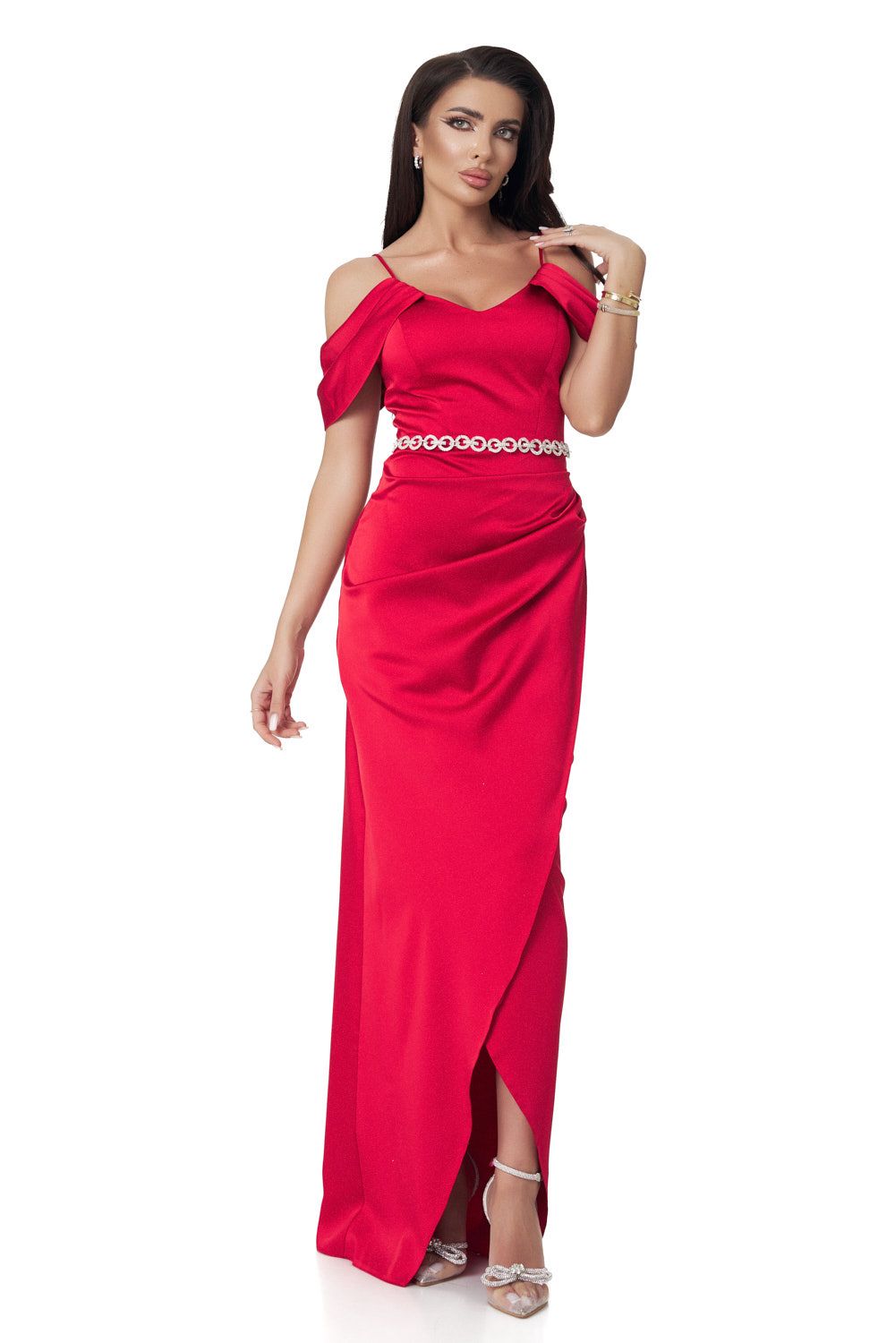 Long red taffeta dress for women Tabatha Bogas