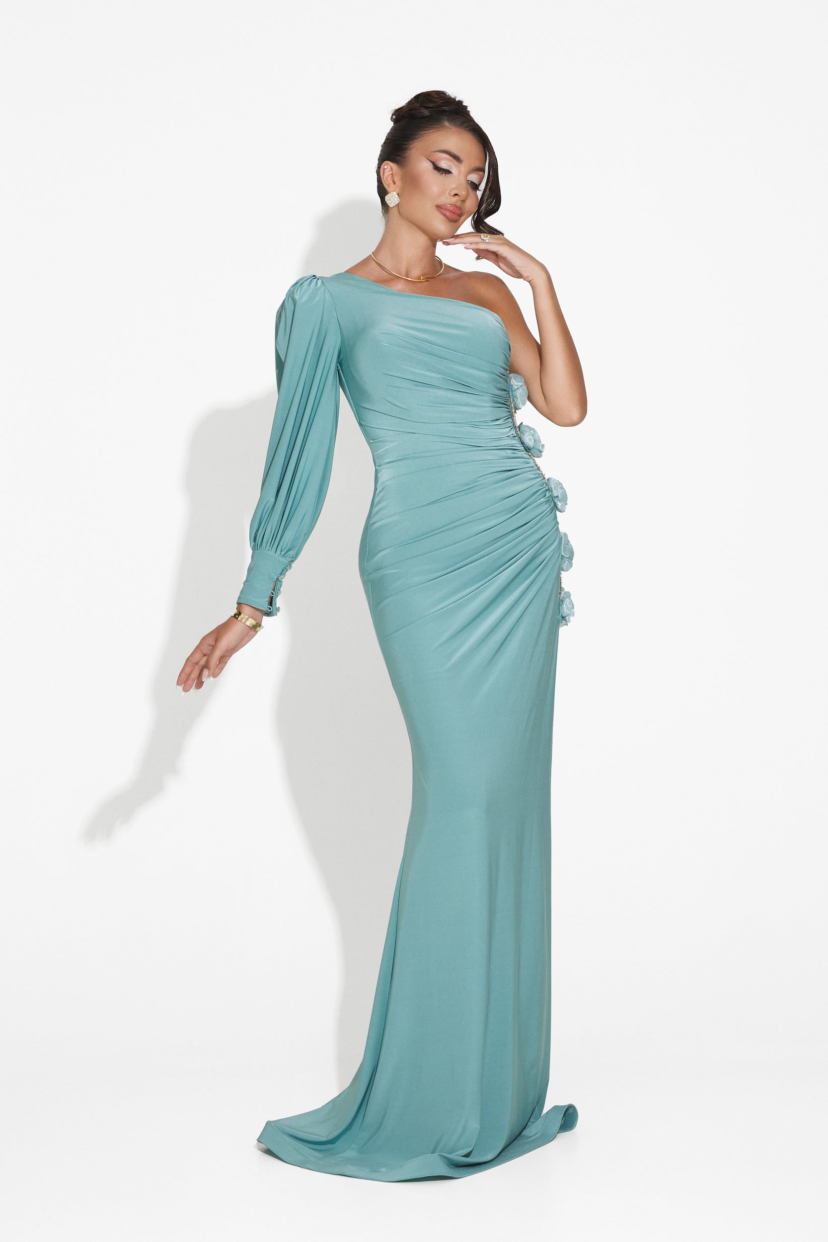 Turquoise long dress for women Fanda Bogas