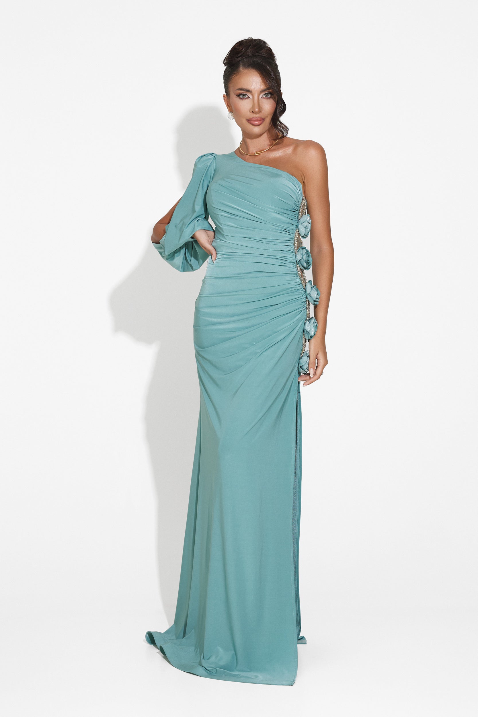 Turquoise long dress for women Fanda Bogas