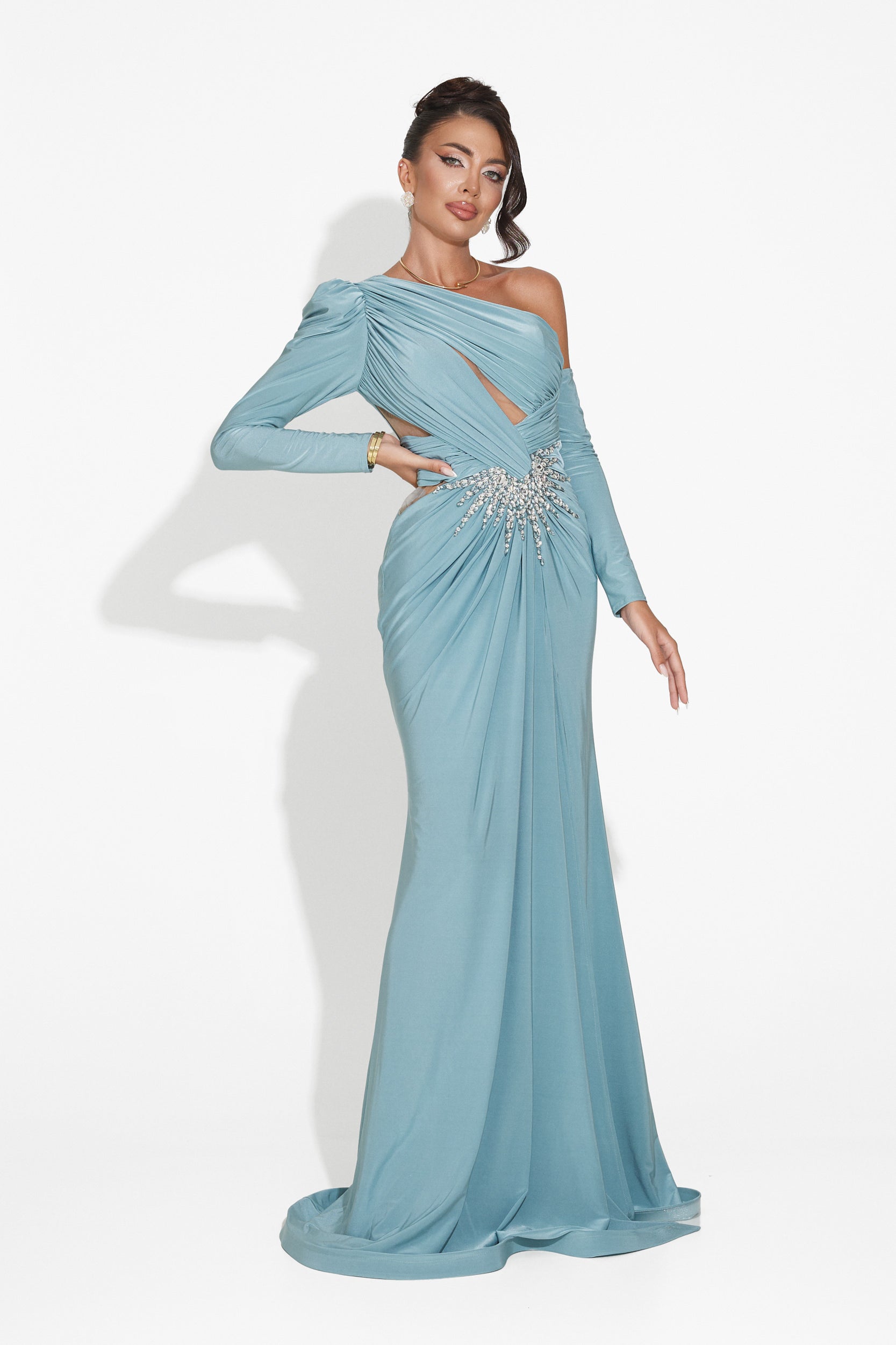 Turquoise long dress for women Feneta Bogas