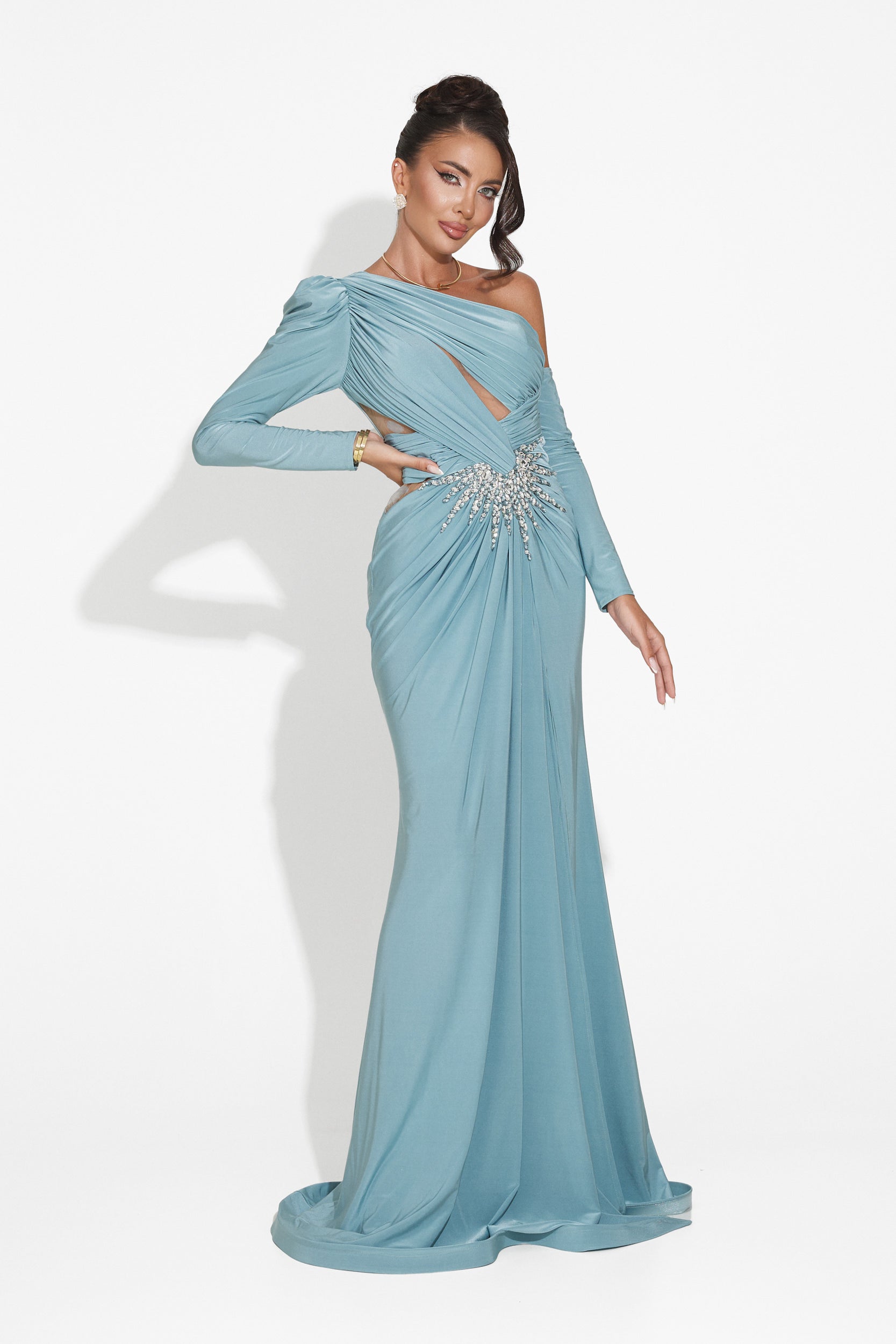 Turquoise long dress for women Feneta Bogas