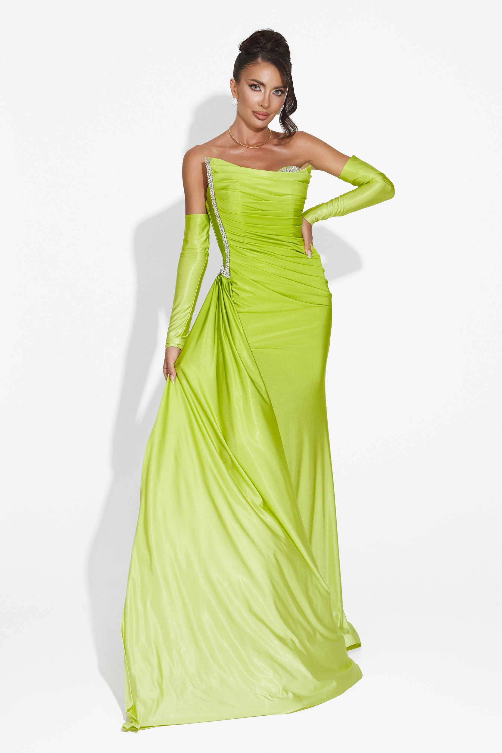 Robe longue femme verte Evimea Bogas