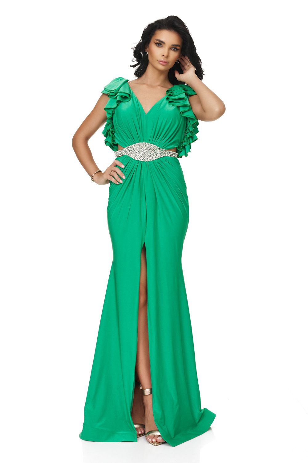 Helisay Bogas green long dress for ladies