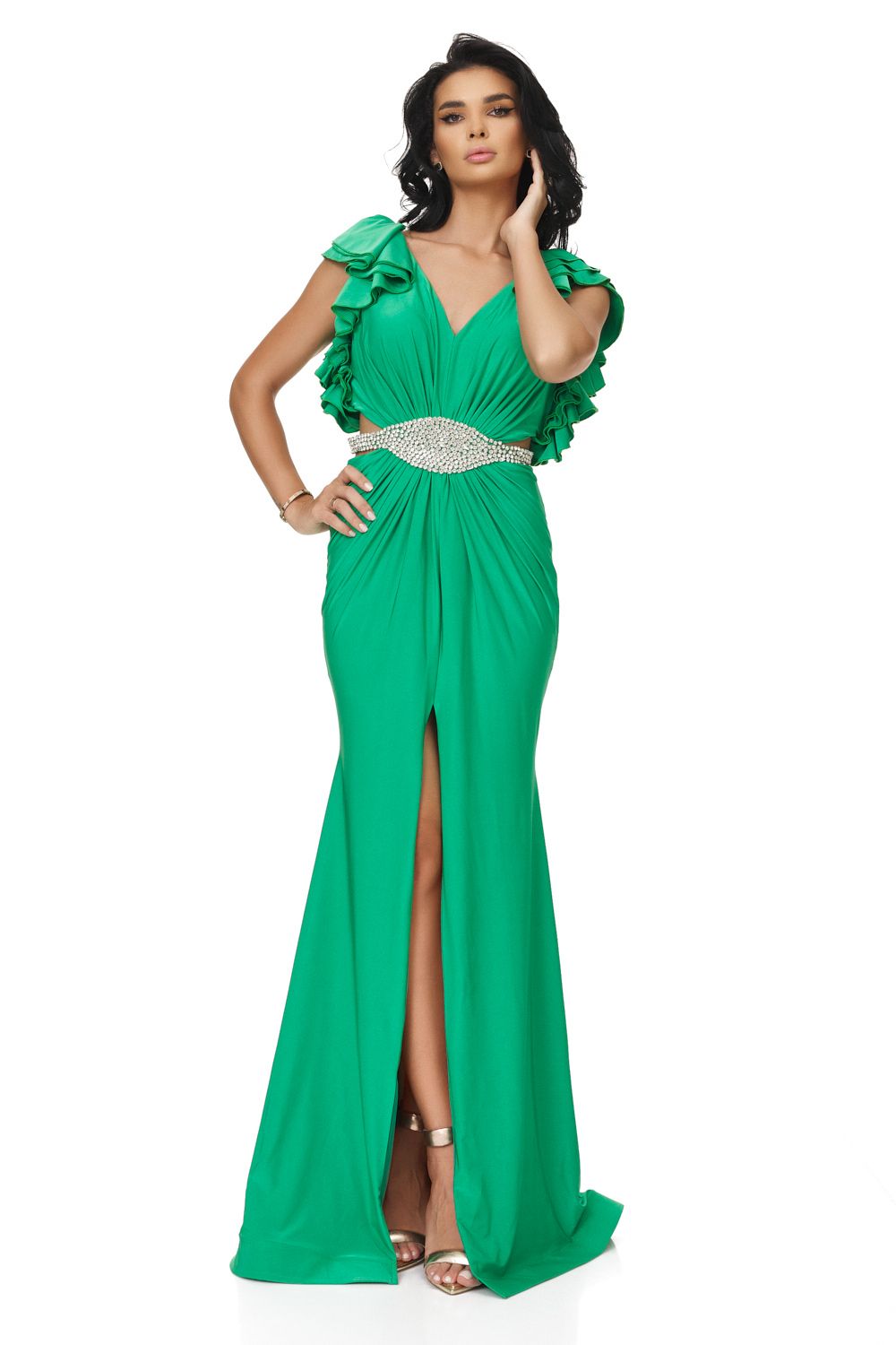 Helisay Bogas green long dress for ladies