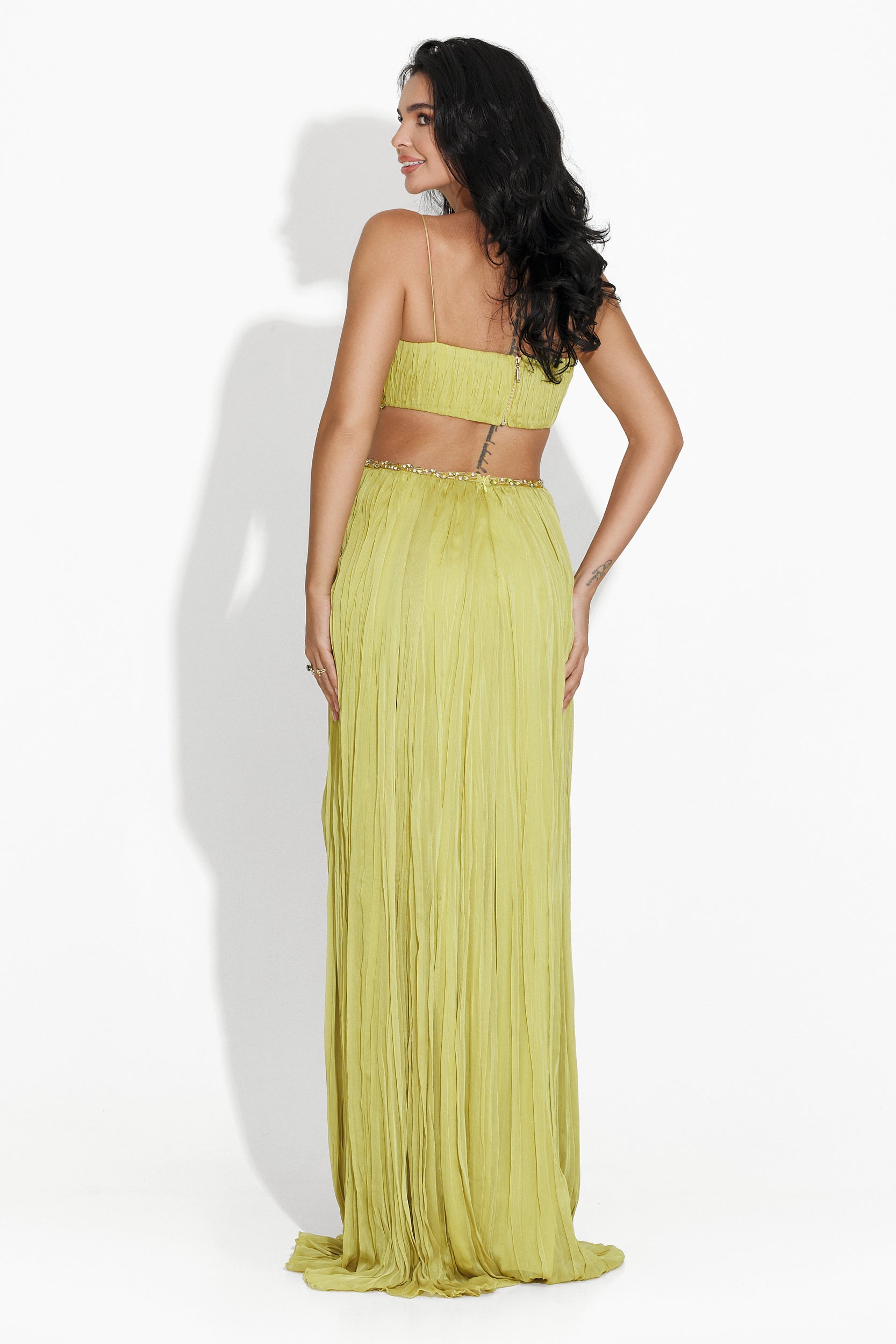 Robe longue verte pour dame Lalania Bogas