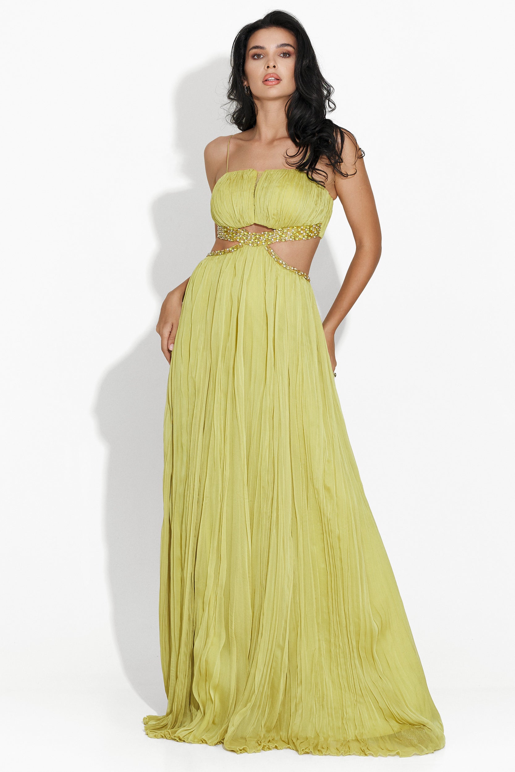 Robe longue verte pour dame Lalania Bogas