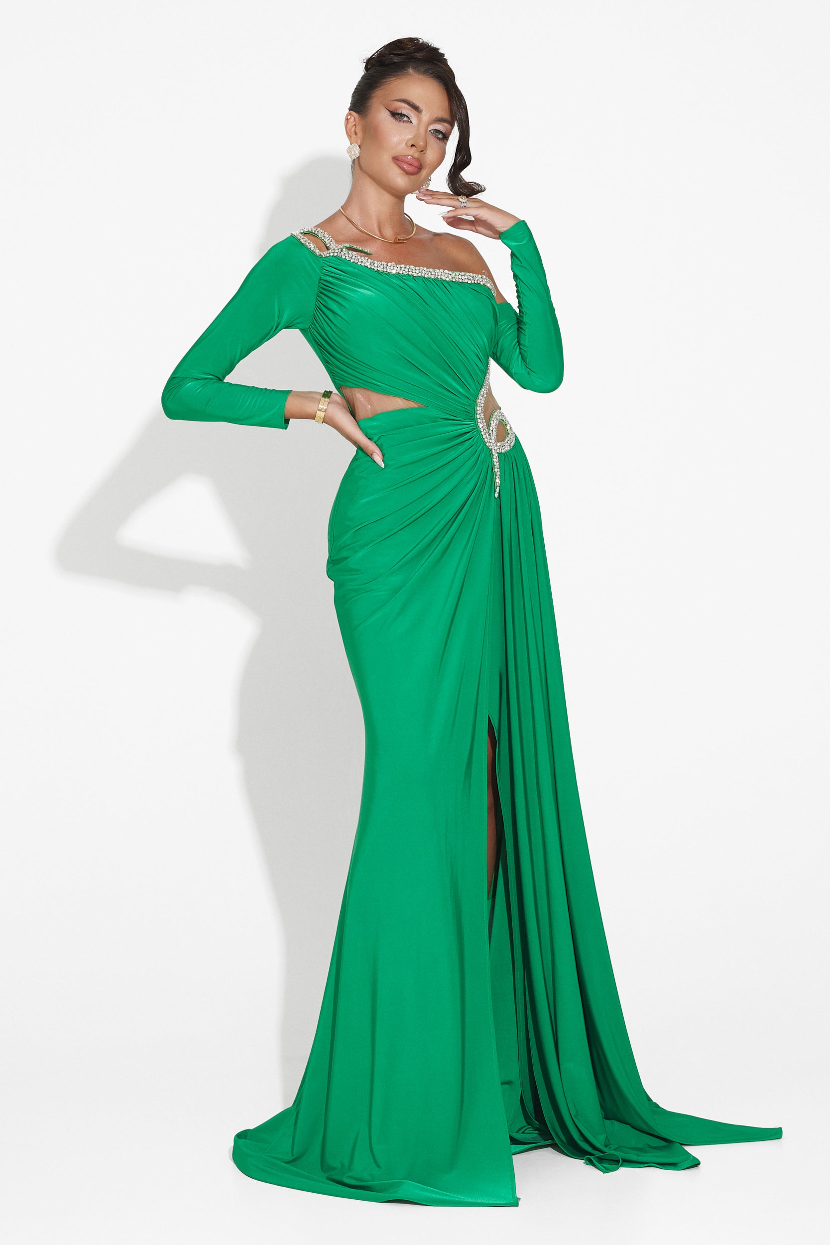 Long green dress for women Liatha Bogas