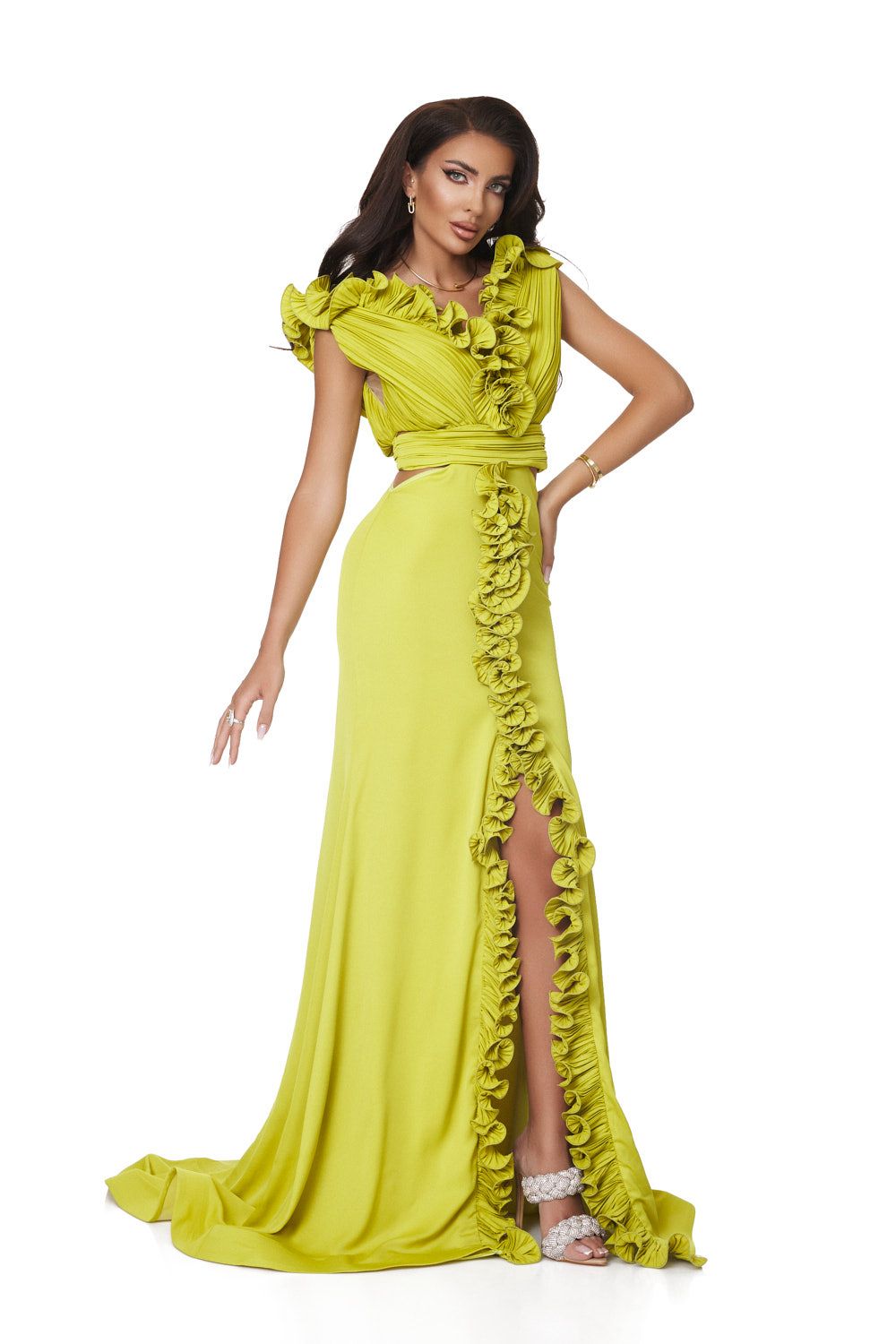 Long lime green dress for women by Zapissa Bogas