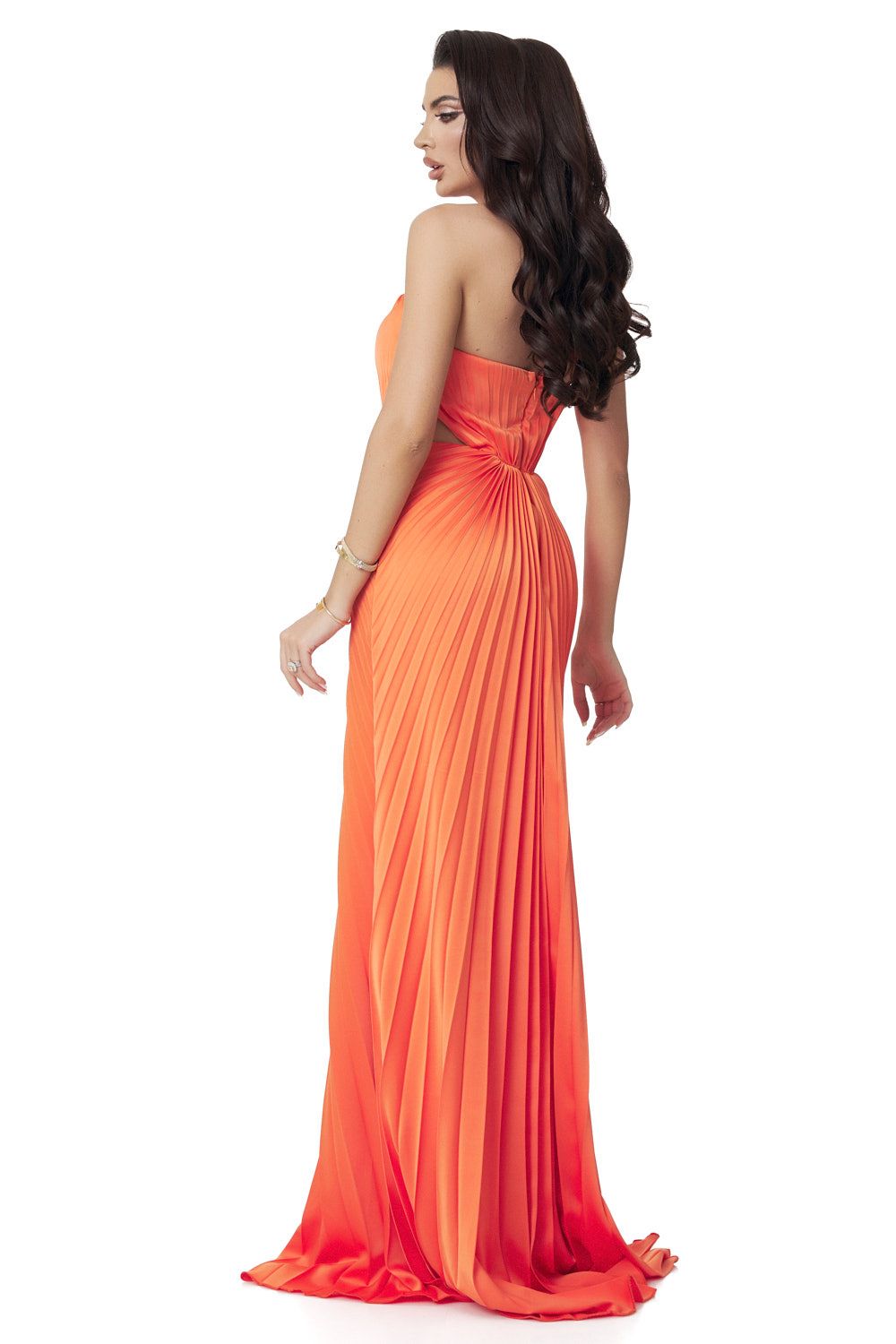 Long orange satin dress for women Zyanya Bogas