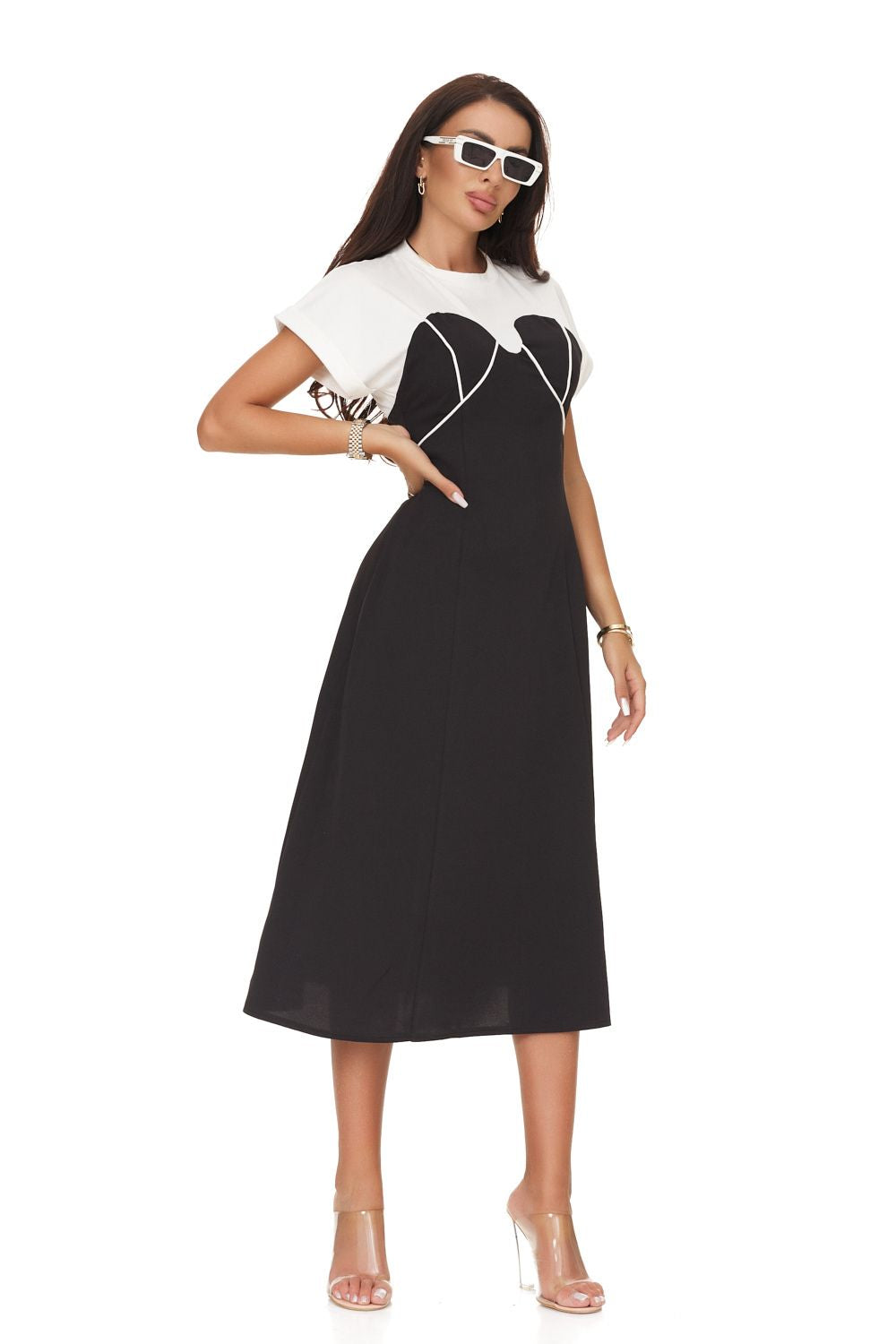 Belimia Bogas black and white midi dress for women