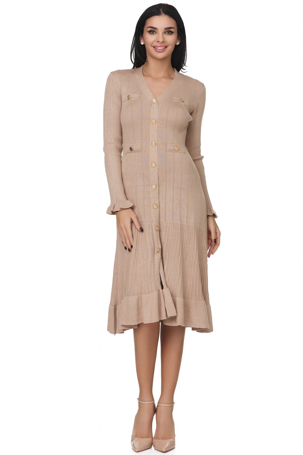 Ladies beige midi dress Zeleris Bogas