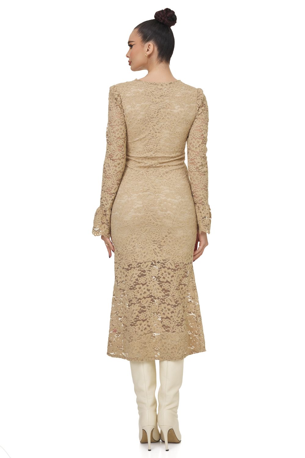 Ladies elegant beige midi dress Delisy Bogas