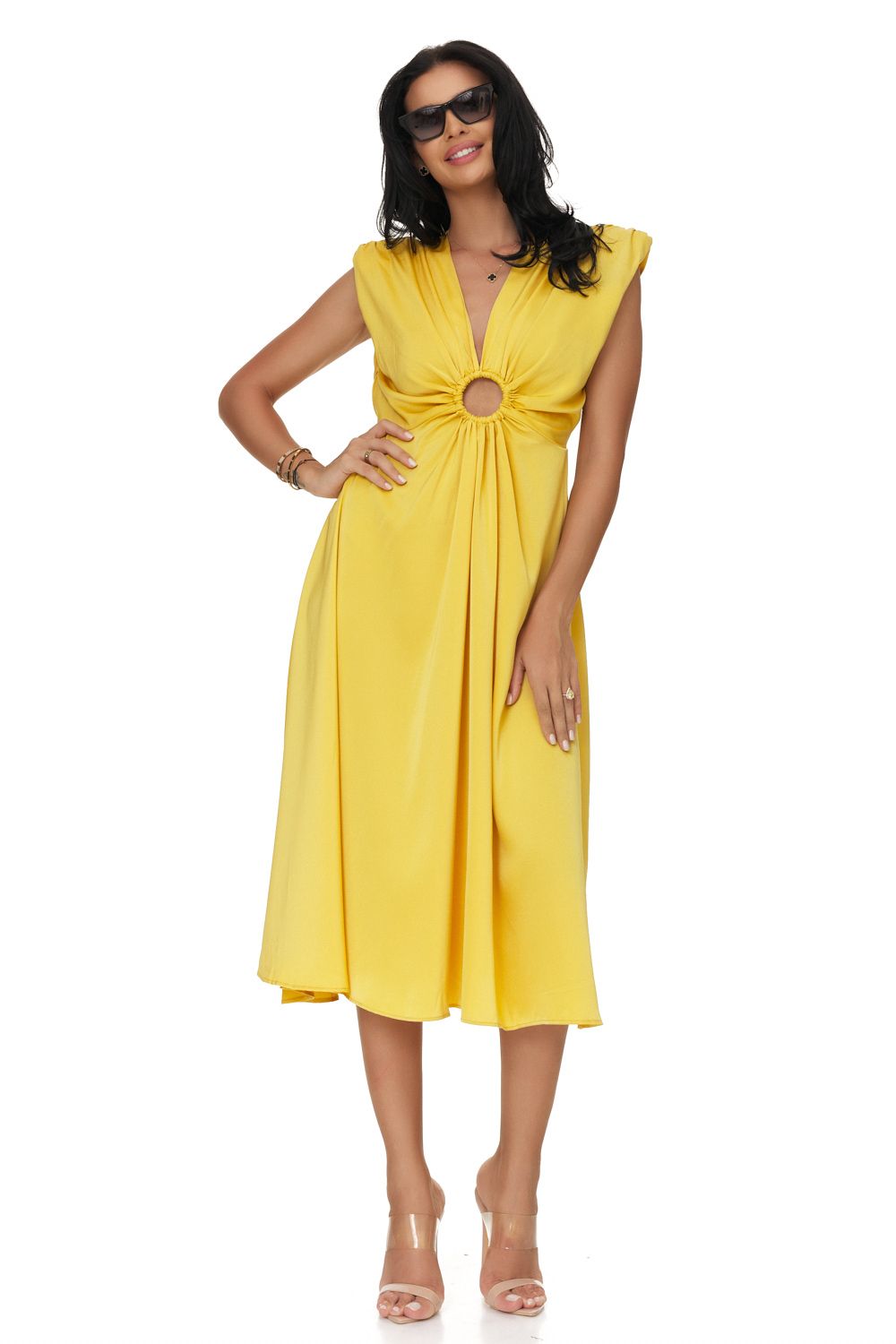 Yellow Jemylis Bogas midi dress for women