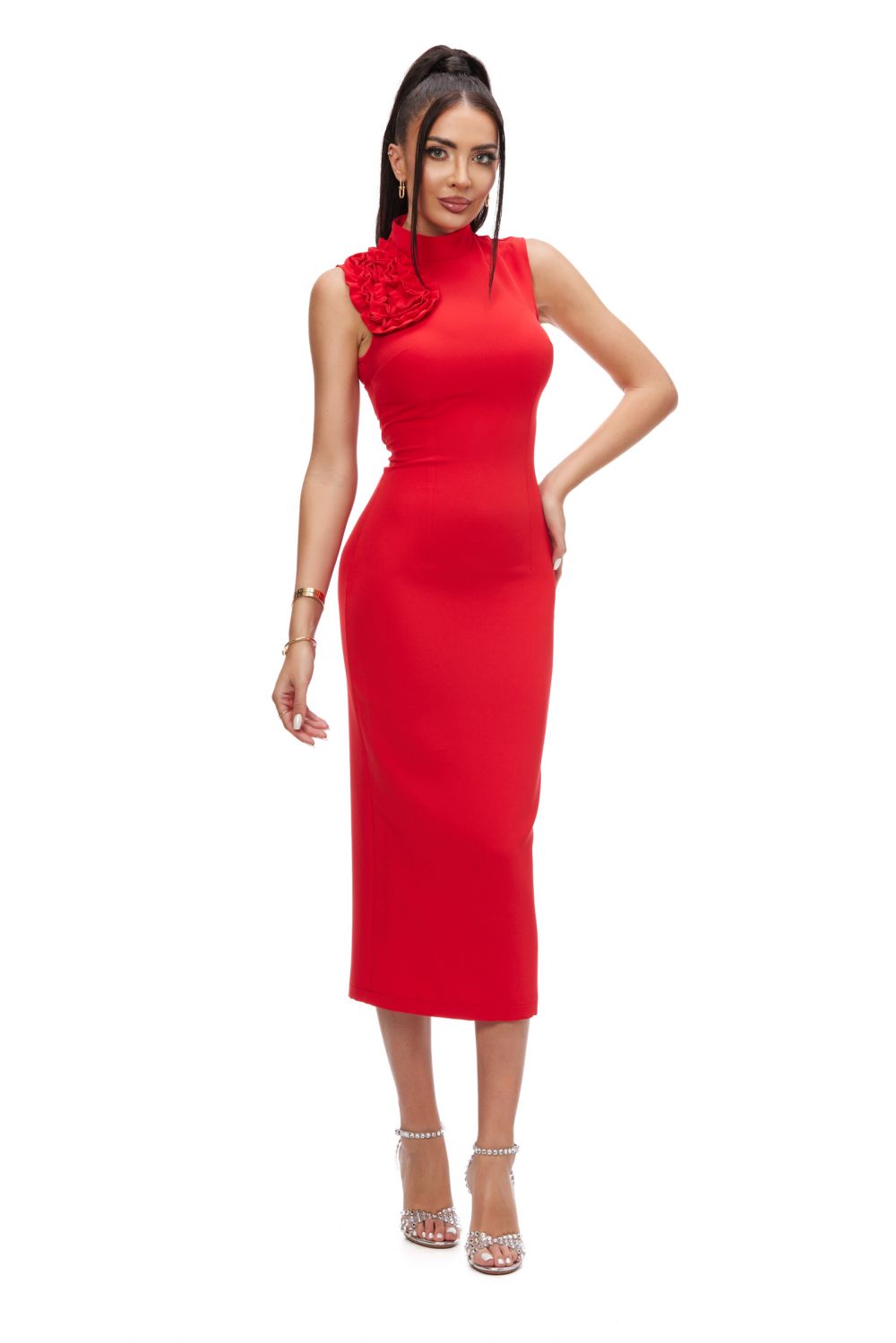 Bogas Priority red midi dress for women