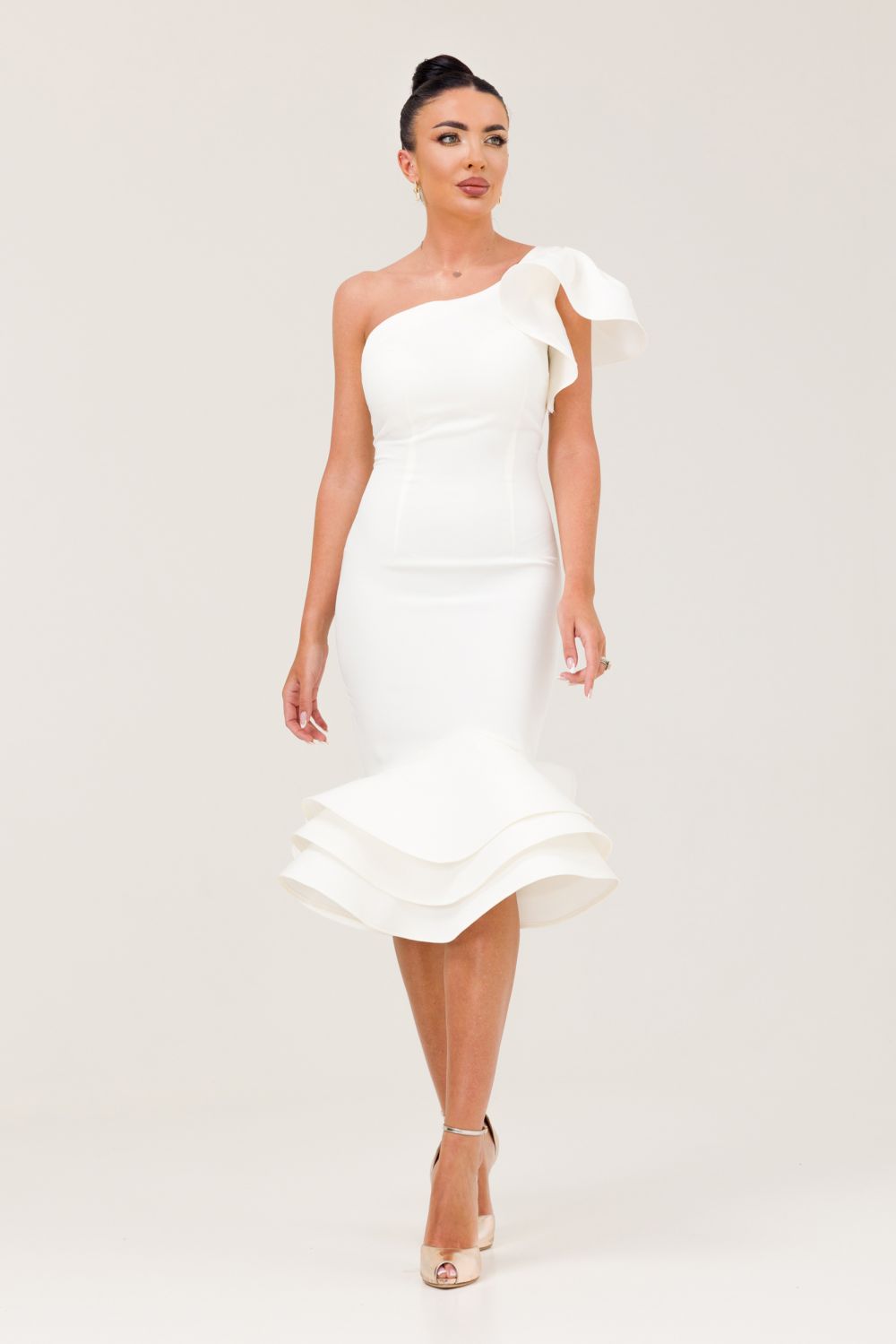 Zammy Bogas white wool midi dress for women