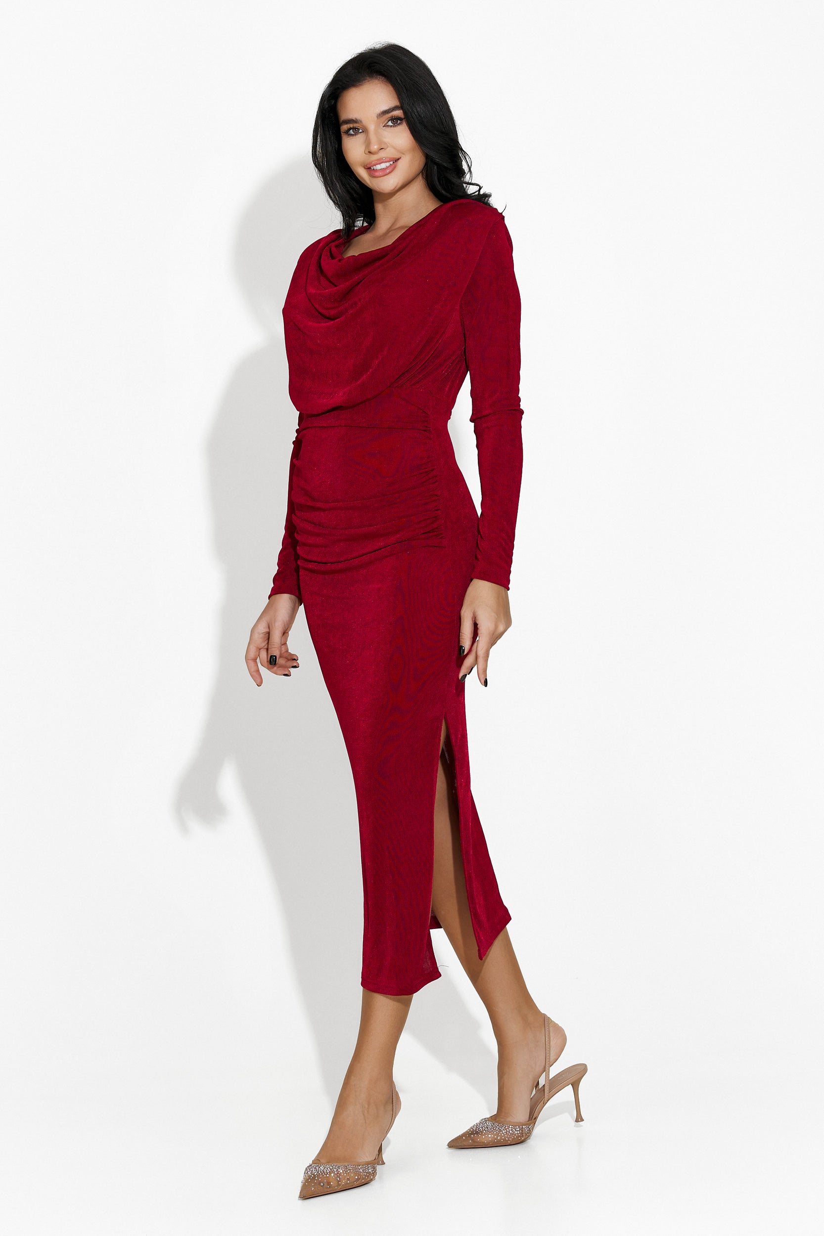 Rochie donna midi bordeaux Natacha Bogas