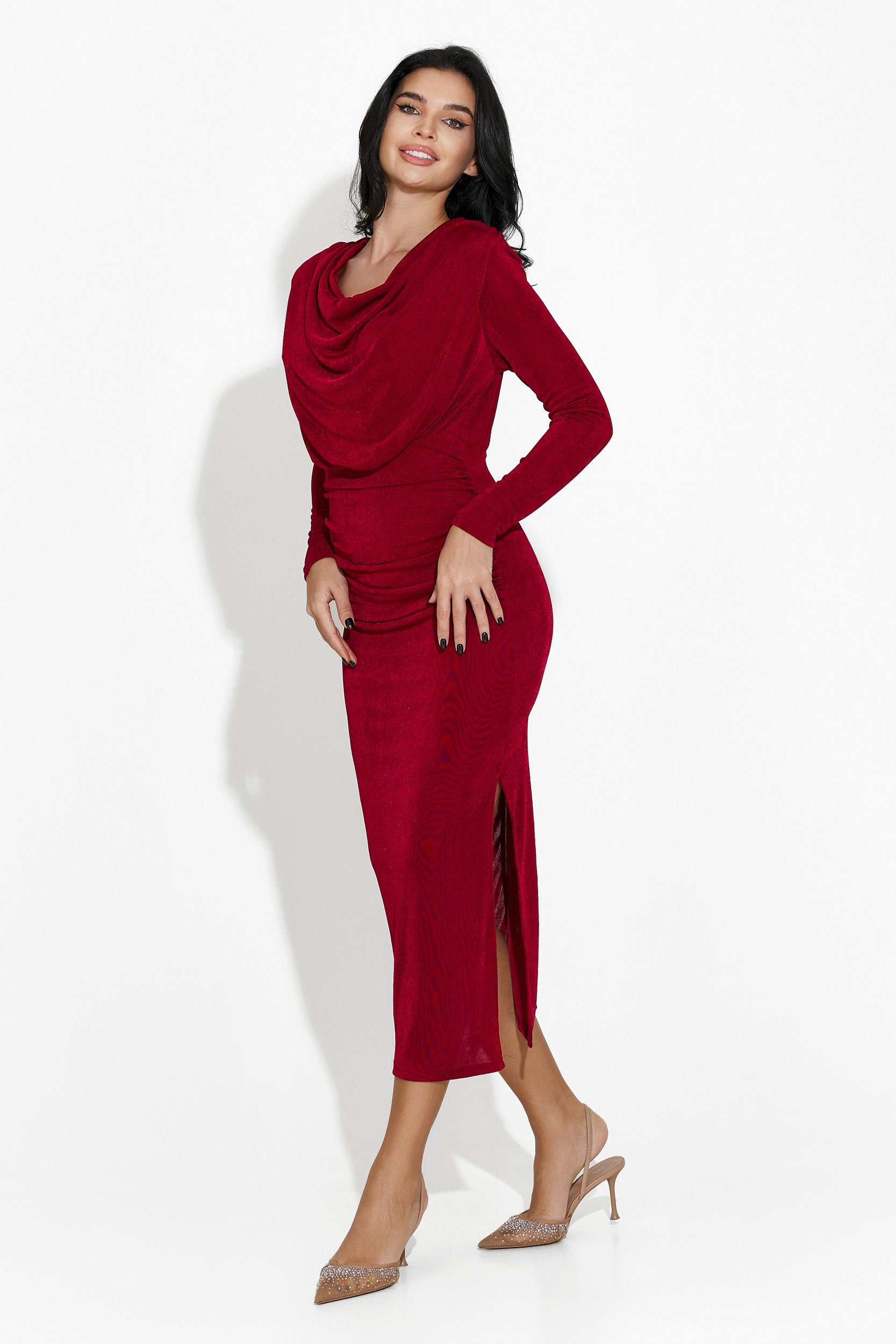 Rochie donna midi bordeaux Natacha Bogas