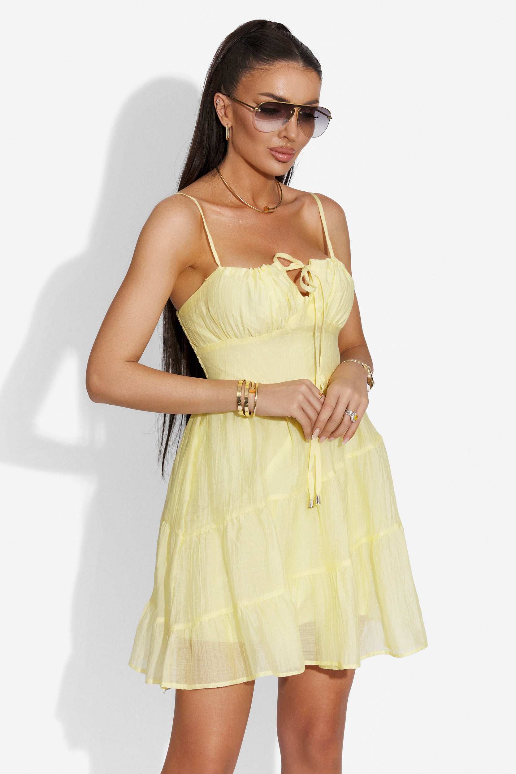 Estensia Bogas yellow short dress for ladies