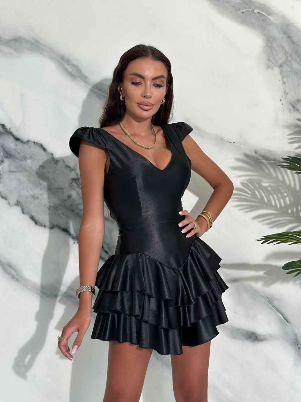 Short black lycra dress for women Morella Bogas