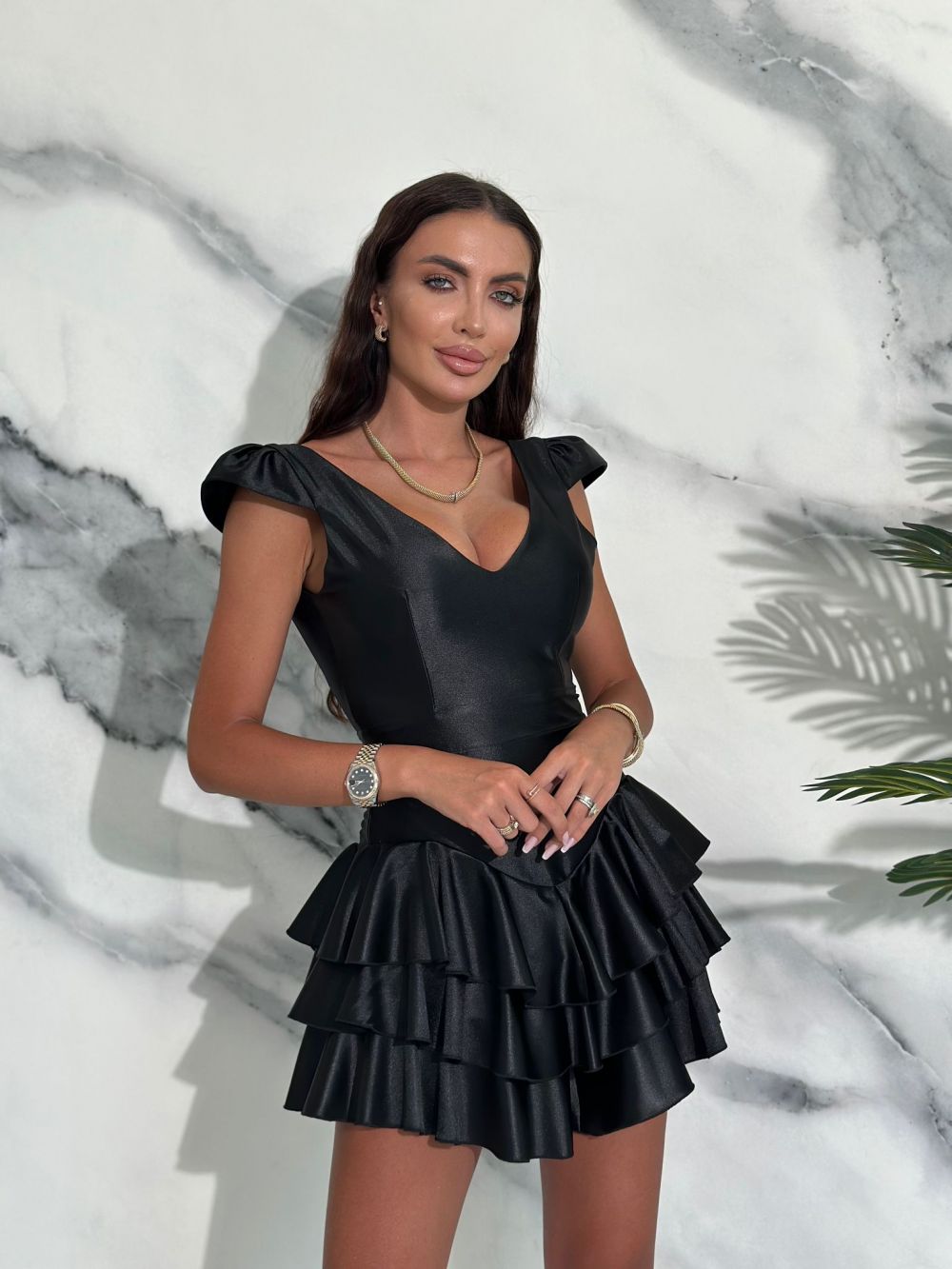 Short black lycra dress for women Morella Bogas