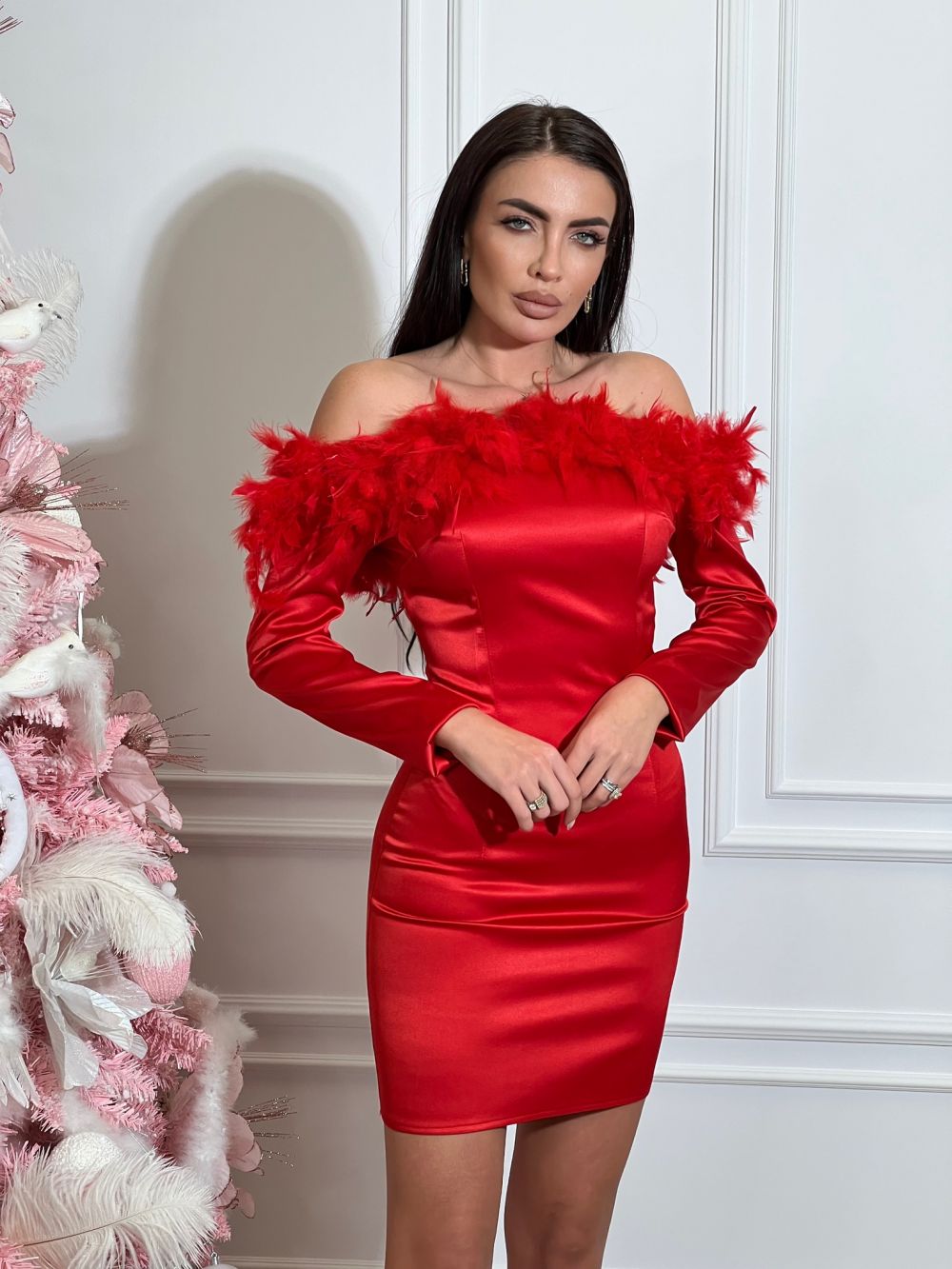 Short red taffeta dress for women, Aurelya Bogas