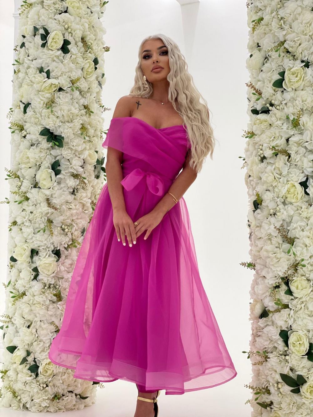Long pink silk dress for women Flaviana Bogas