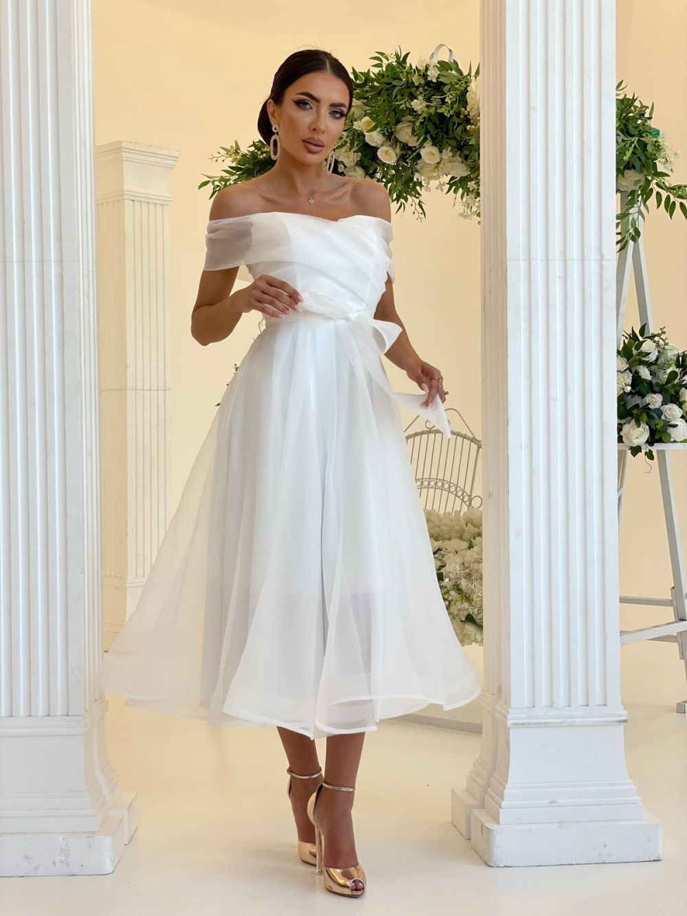 Long white silk dress for women Flaviana Bogas