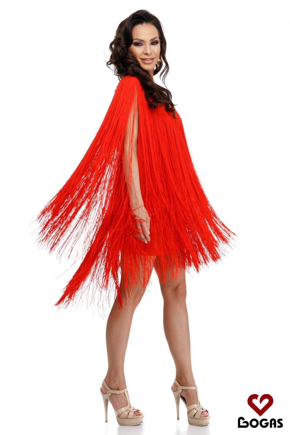 Vestido corto de mujer Pandora Bogas de tafetán rojo