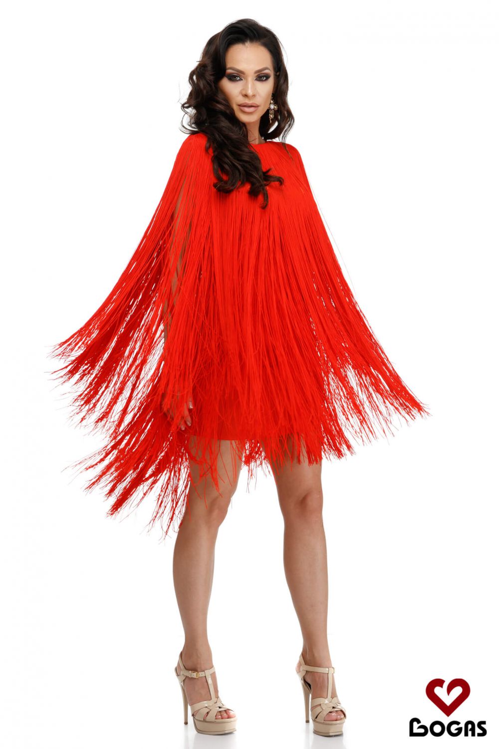 Vestido corto de mujer Pandora Bogas de tafetán rojo