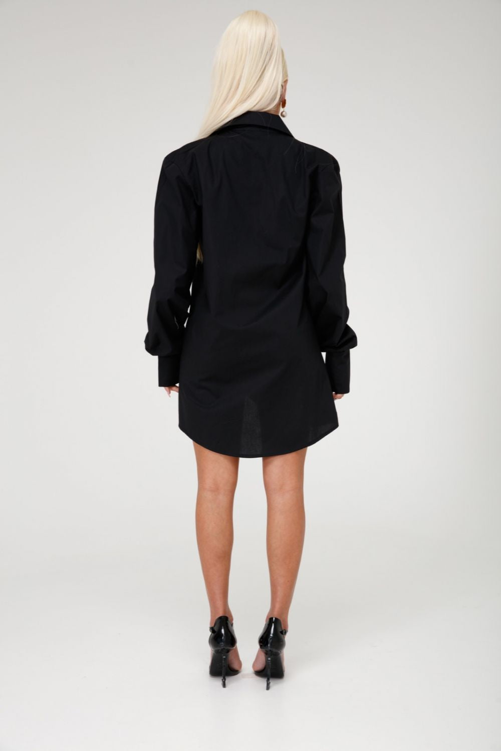 Short black poplin dress for women, Minimally Bogas