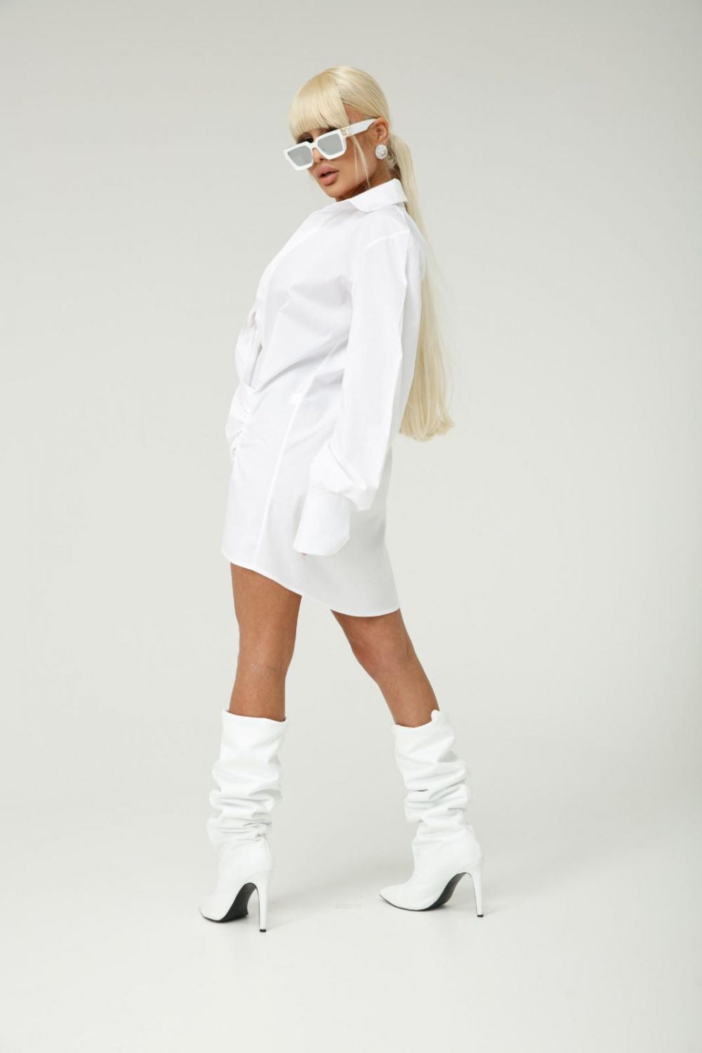 Short white poplin dress for women, Minimally Bogas