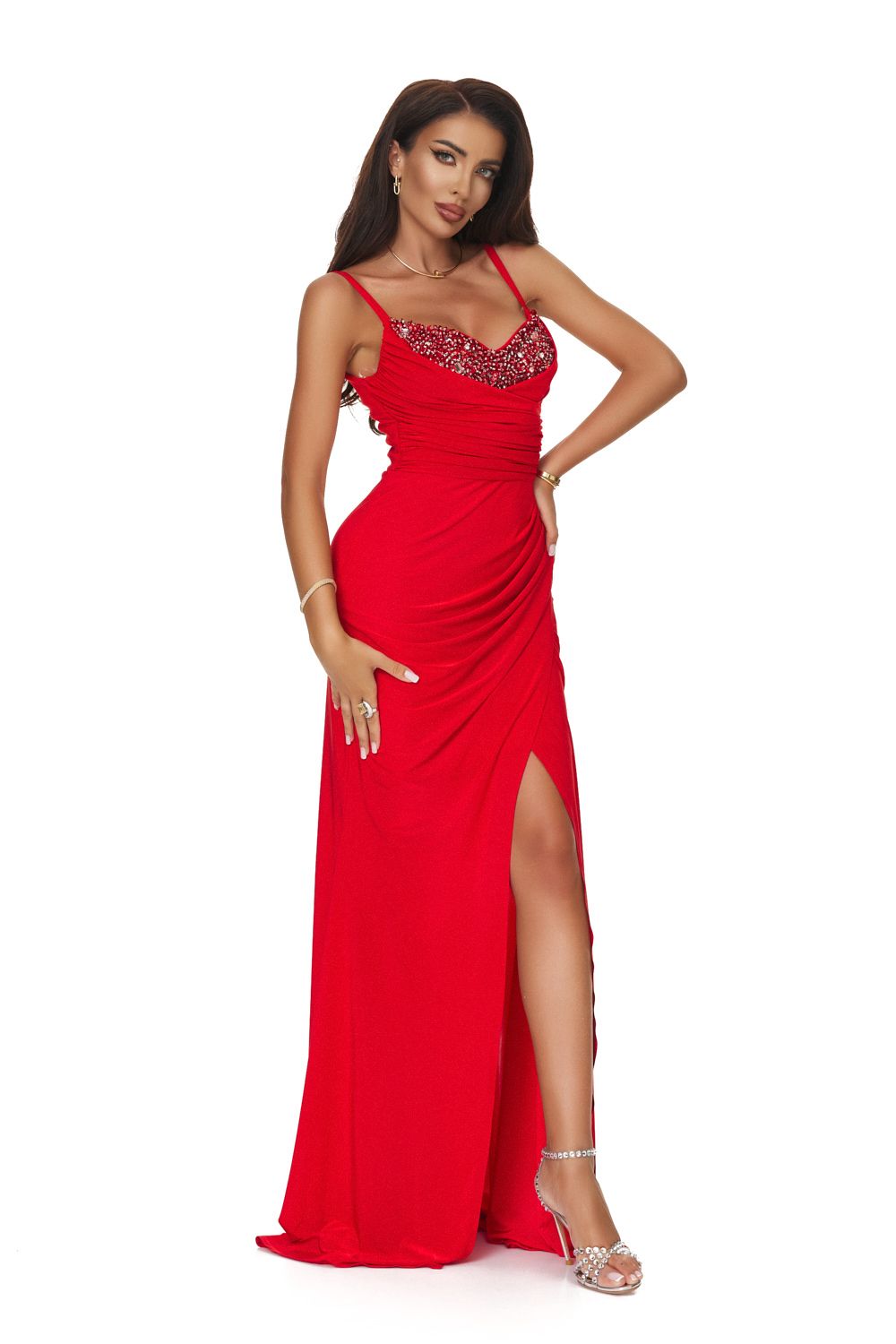 Robe longue en lycra rouge Musila Bogas