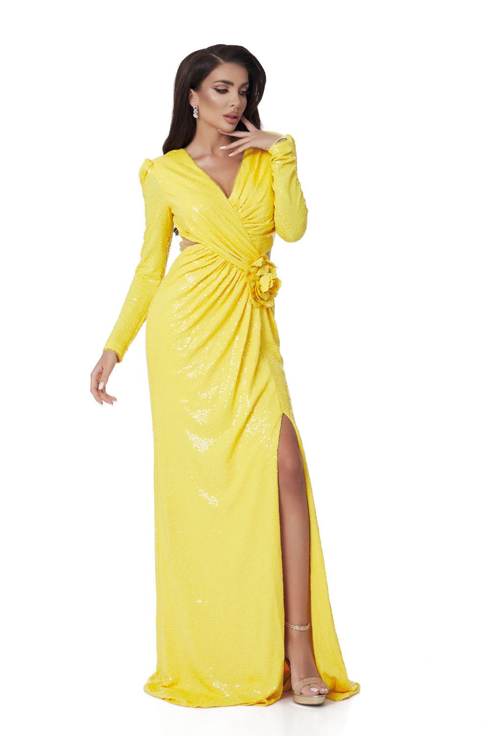 Long yellow sequin dress Callisto Bogas