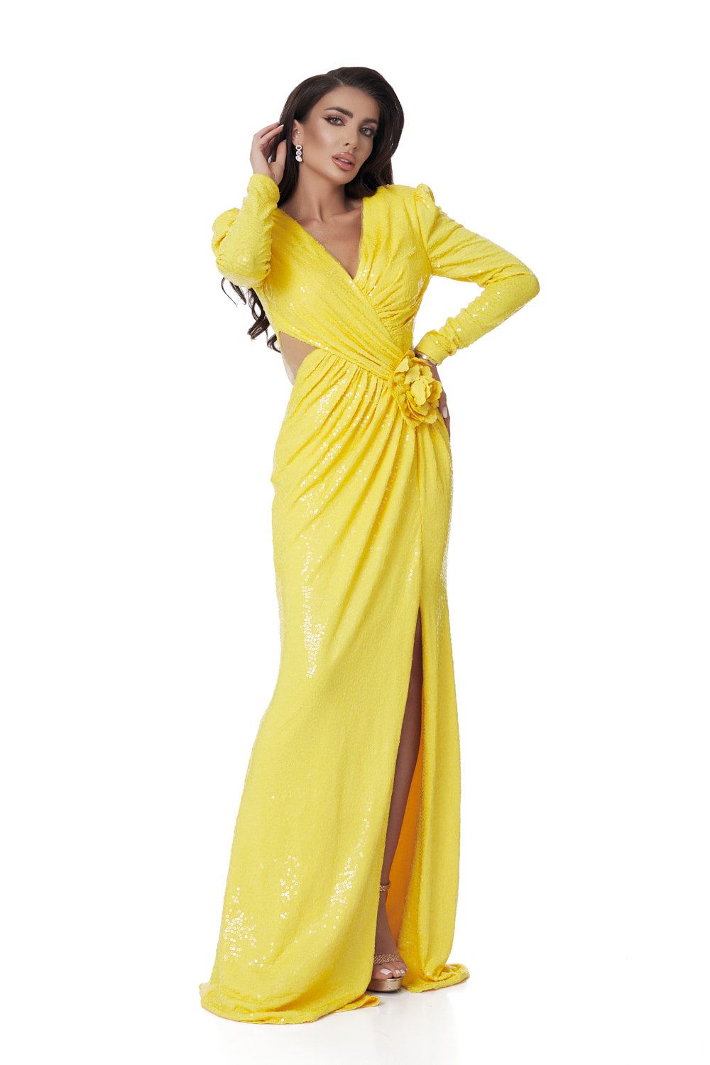 Long yellow sequin dress Callisto Bogas