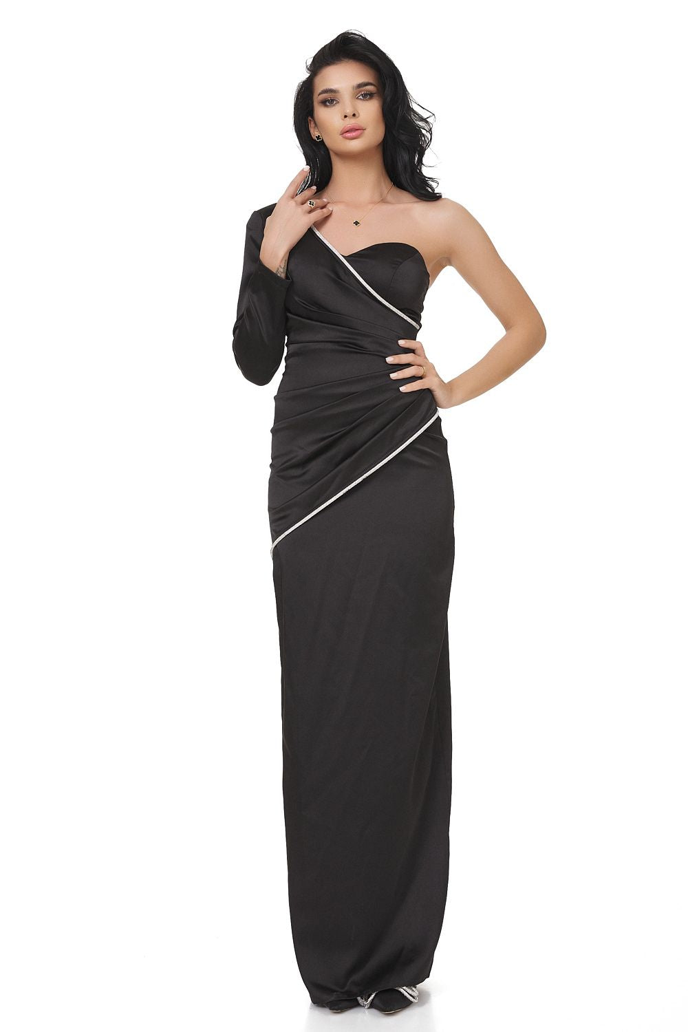 Long black satin dress Marinette Bogas