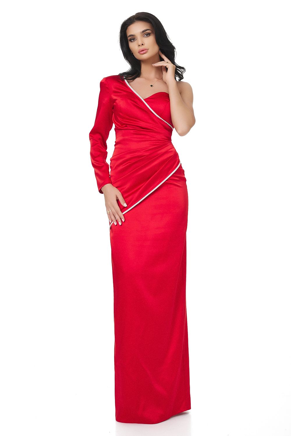 Long red satin dress Marinette Bogas