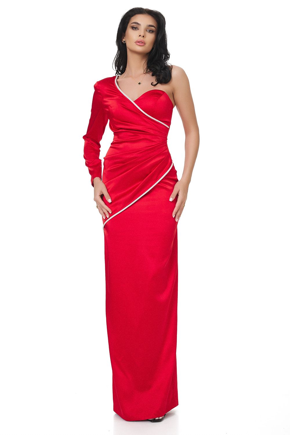 Long red satin dress Marinette Bogas