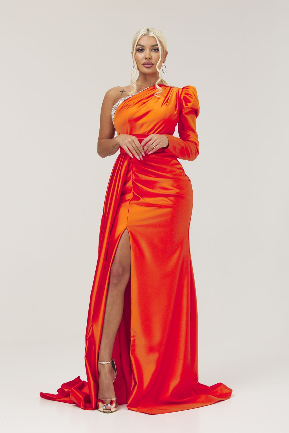 Long orange taffeta dress Annika Bogas