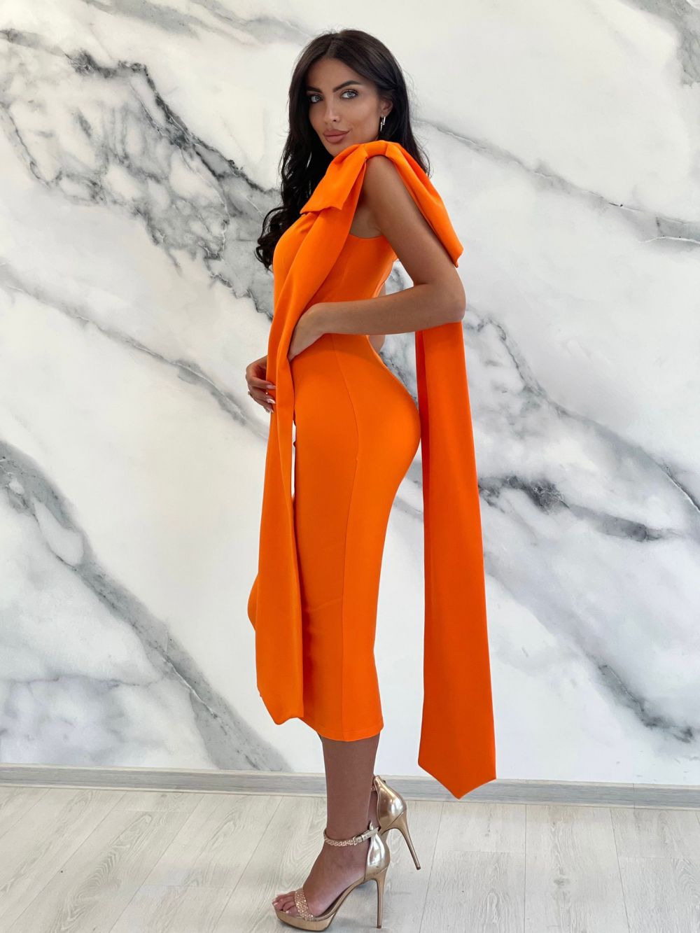 Midi orange wool dress Marieke Bogas