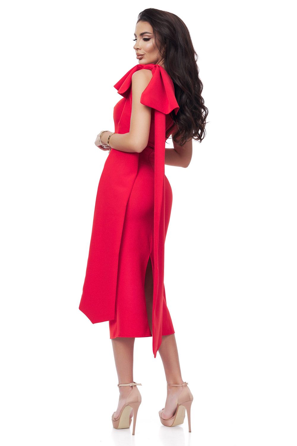 Vestido midi de tela rojo Marieke Bogas